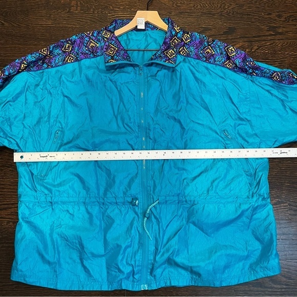Women’s | Vintage Teal and Purple 80s Nylon Windbreaker Jacket | XXXL - Picture 6 of 8